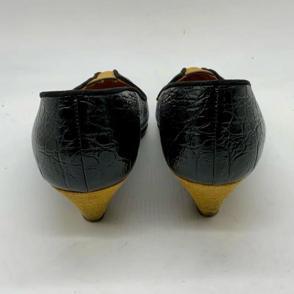 Vintage Maud Frizon Black Crocodile Leather Suede Shoes Heels Pumps Size 9.5 - Picture 5 of 7